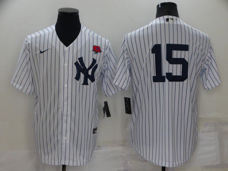 Men New York Yankees 15 No Name White Strip Game 2022 Nike MLB Jersey